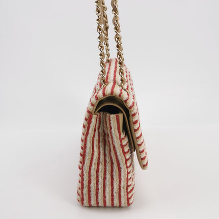 Chanel Classic Flap Red White Striped Medium Jersey Coco Sailor