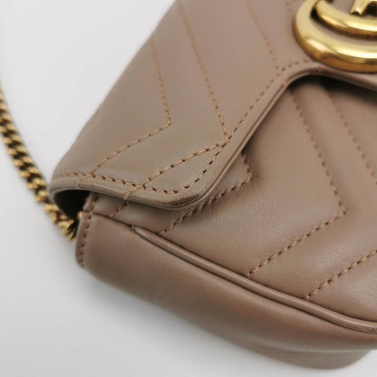 Sold Gucci Marmont Super Mini Flap Leather Bag Beige Leather