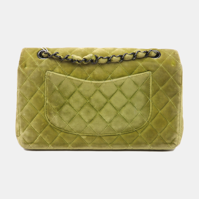 Sold Chanel Classic Flap Medium Green Velvet Black Hardware, 2014-2015