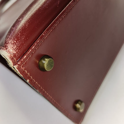 Hermes Kelly 32 Sellier Burgundy Box Leather Gold HW 1987