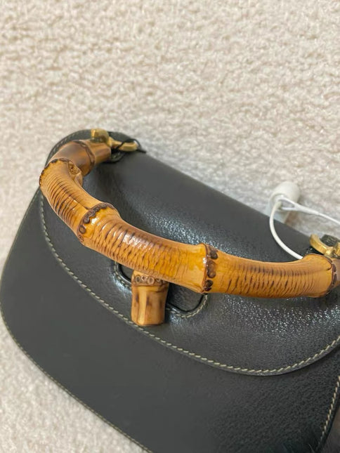 Gucci Bamboo 1947 Top Handle Bag Leather Small Dark Green