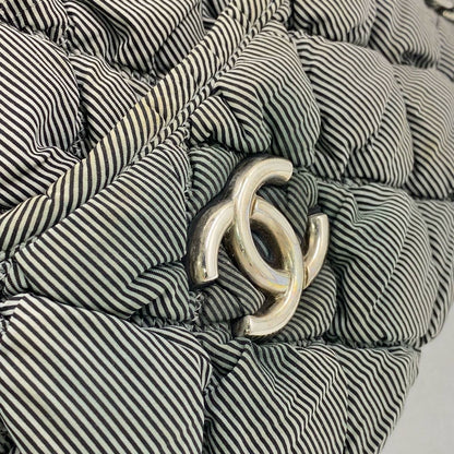 Chanel Nylon Bubble Striped Quilt Accordion Flap Bag Blue, 2009-2010