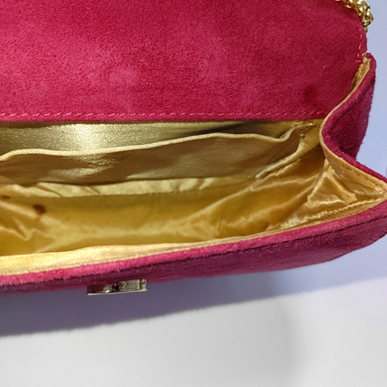 Gucci Bamboo 1947 Night Super Mini Pink Suede Evening Bag with Chain