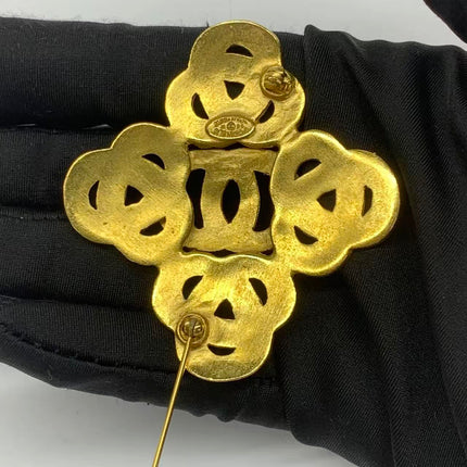 Chanel Coco Mark Vintage Gold CC Logo Brooch, 1997