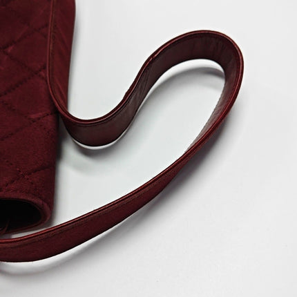 Chanel Vintage Medium Flap Top Handle Bag Burgundy Suede Leather 1997-1999