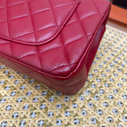 Chanel Classic Flap Mini 2014 Red Lambskin Leather Silver Hardwarei