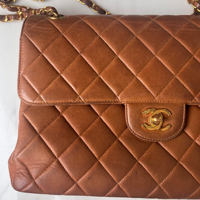 Sold Chanel Double Sided Classic Flap Caramel Leather Handbag