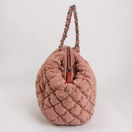 Chanel Bubble Chain Striped Quilted Flap Bag Red/White Tote