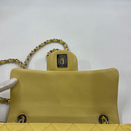 Chanel Classic Flap Rectangular Mini Yellow Patent Leather Silver HW, 2014-2015