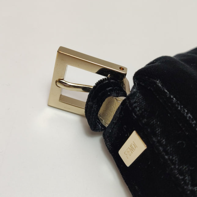 Fendi Baguette Vintage Rare Black Velvet with Gold Metal Tassles
