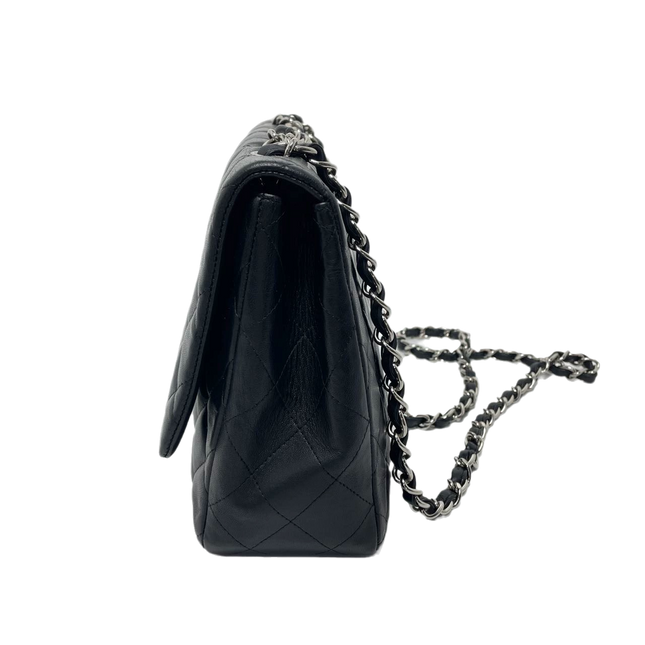 Sold Chanel Classic Flap Jumbo Large Black Lambskin Leather with Silver hardware