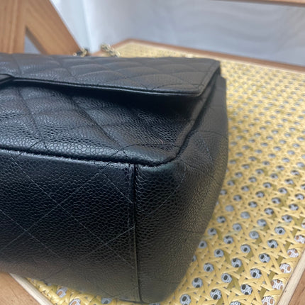 Chanel Classic Flap Maxi 2011 Black Caviar Leather Double Flap with Gold Hardware