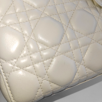Lady Dior Small My Abcdior White Ecru Lambskin Cannage Leather