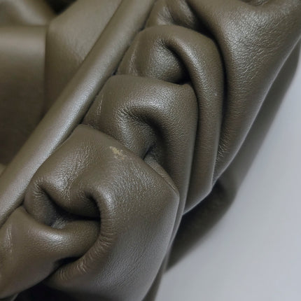 Bottega Veneta Pouch Calfskin Leather Dark Olive Green Large