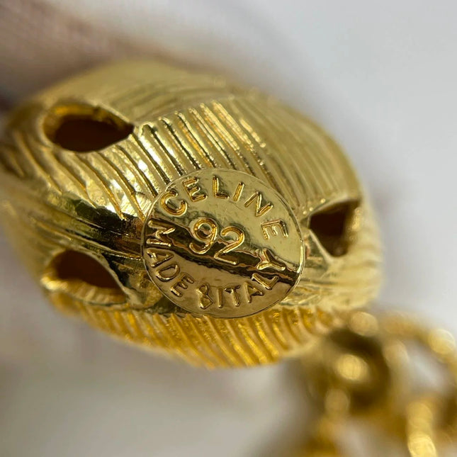 Celine 1990s Vintage Gold-tone Link Charms Bracelet