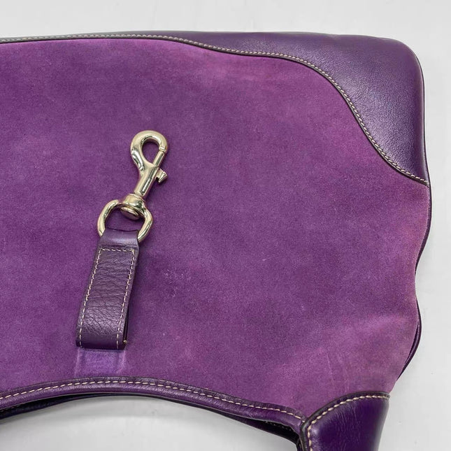Gucci Jackie Vintage Large Purple Suede Leather Ringlets Decoration
