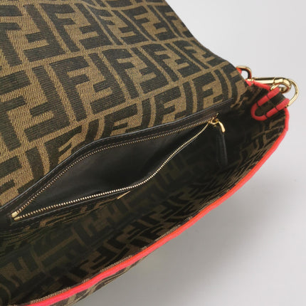 FENDI Baguette Zucca Monogram Canvas with Pink Neon trimming Crossbody Bag