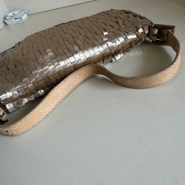 Fendi Baguette Vintage Rare Collectible Gold Sequins and Python leather