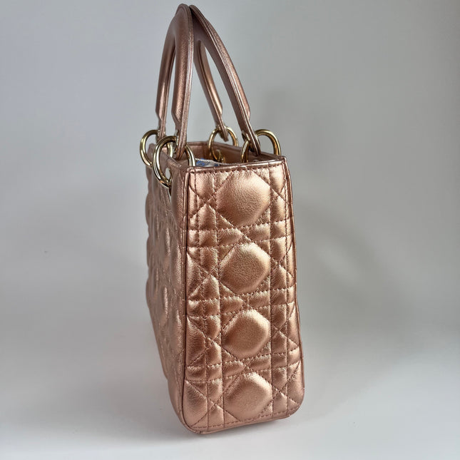 Lady Dior ABCdior Small Pink Irediscent and Metallic Cannage Lambskin Handbag
