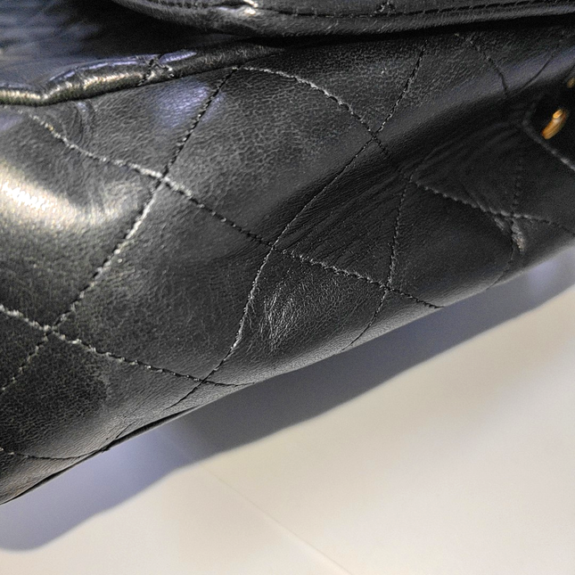 Chanel Classic Flap Vintage Large Black Lambskin Leather with 24k Gold Hardware, 1989-1991