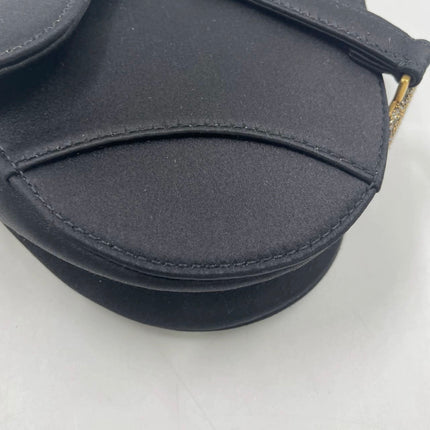 Dior Saddle Mini Silk Handbag Black with crystals