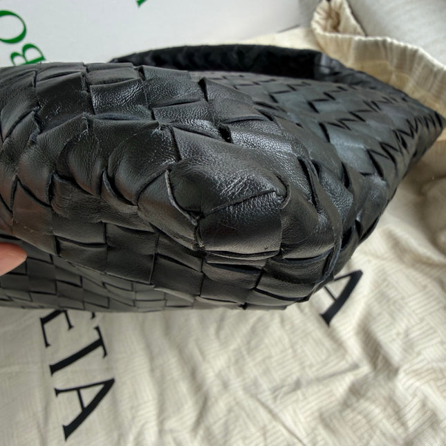 Bottega Veneta Hop Black Intrecciato Leather Maxi Hobo Bag 54cm