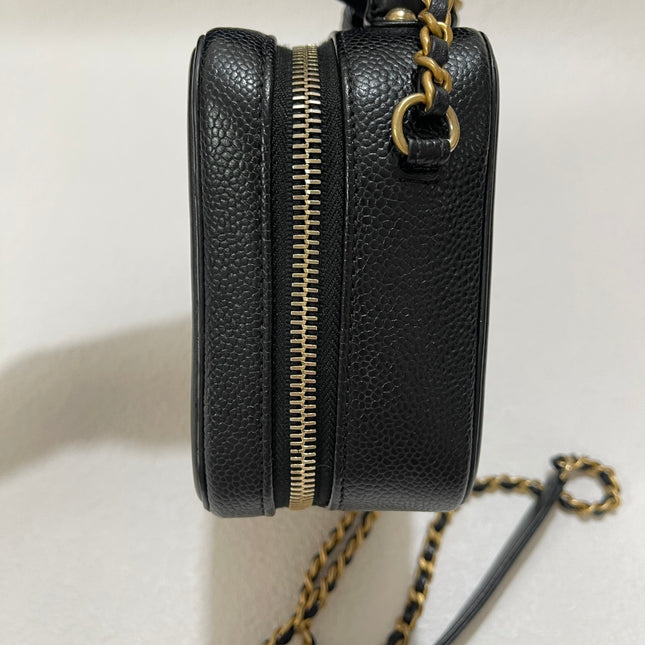 Chanel Filigree Mini Vanity Case 2019 Caviar Leather Black