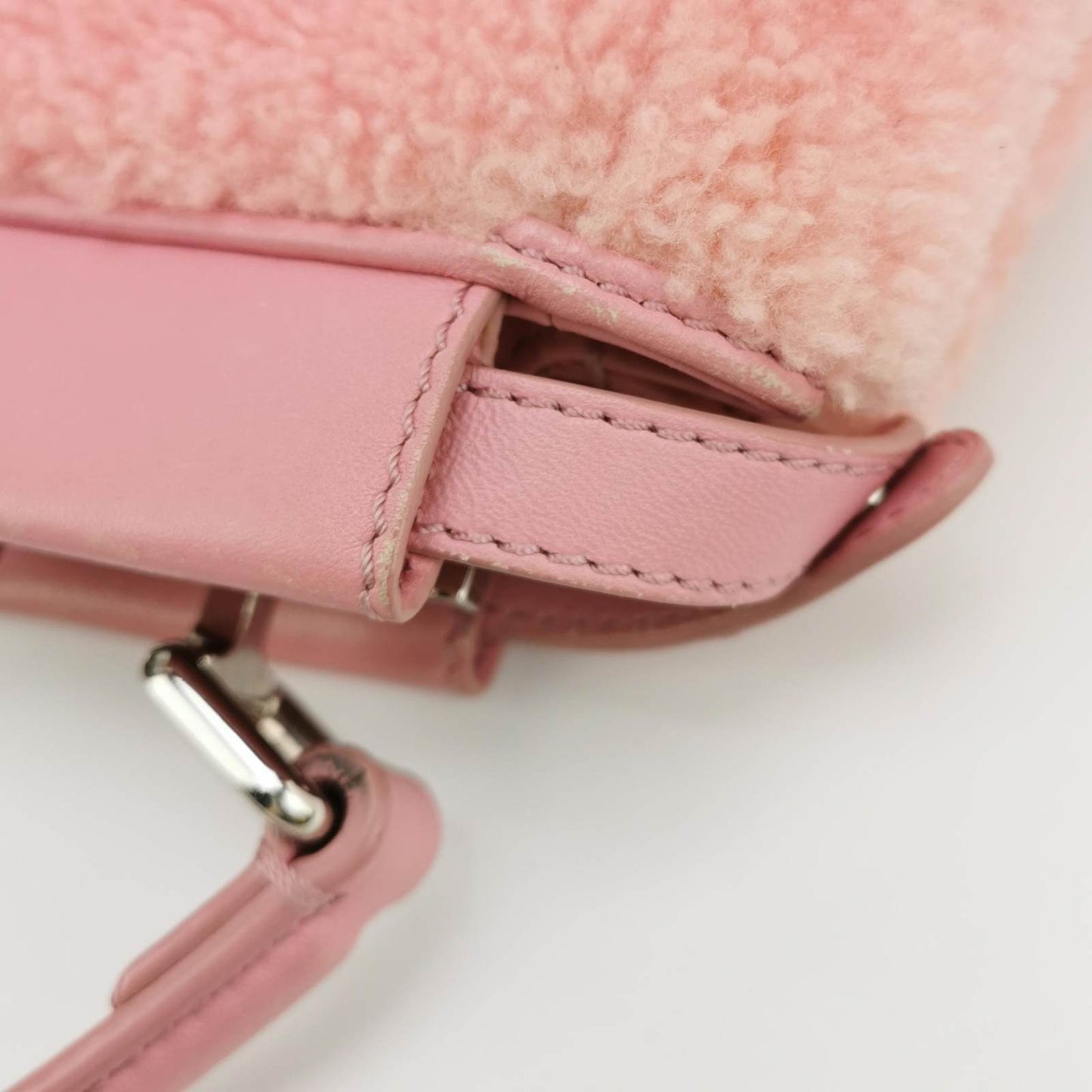 Fendi Peekaboo Small Pink Leather and Shearling Crossbody Bag