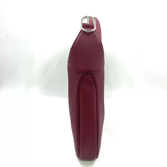 Gucci Jackie 1961 Burgundy Large Pebbled Leather Shoulder Bag with Strap