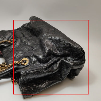 Chanel Shiva Tote Black Quilted Shiny Caviar Leather Gold Hardware