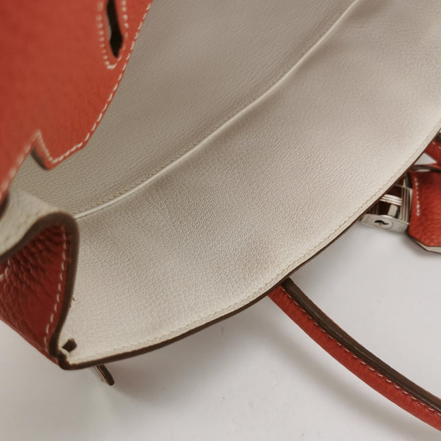 Hermes Birkin 30 Togo Leather Orange 9M Sanguine and White Palledium Hardware 2010