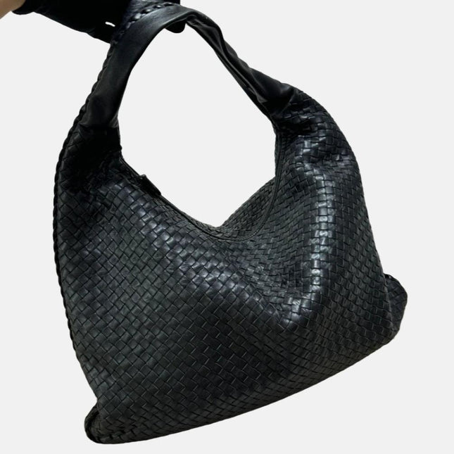 Bottega Veneta Veneta Hobo Large Black 50-53cm Lambskin Leather-Luxbags