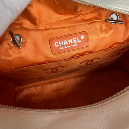 Chanel Cambon Multi-pocket Ligne Reporter Bag Large White Calfskin Leather