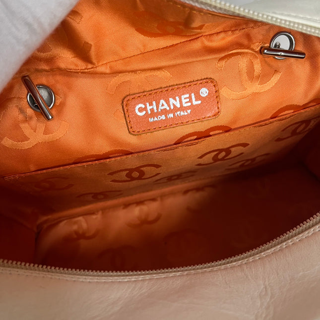 Chanel Cambon Multi-pocket Ligne Reporter Bag Large White Calfskin Leather