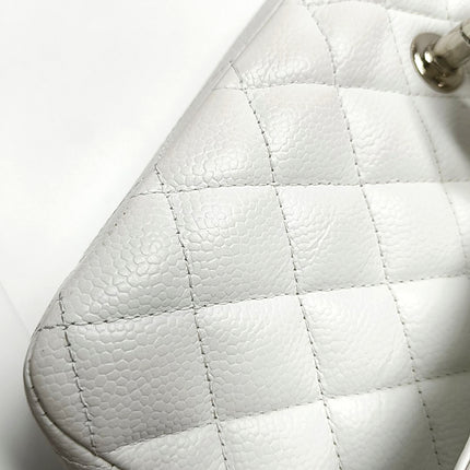 Chanel Classic Flap Medium 2008 White Caviar Leather Silver Hardware