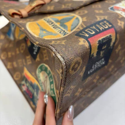 Louis Vuitton Voyage OnTheGo Large Brown Monogram Crossbody Tote Flight Mode