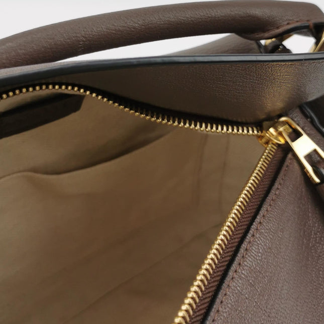 Loewe Puzzle Small Leather Dark Chocolate Brown Crossbody Bag New Design