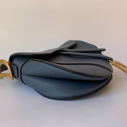 Sold Dior Saddle Blue Grey Medium Leather Handbag
