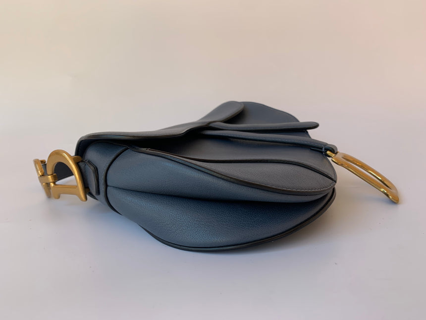 Sold Dior Saddle Blue Grey Medium Leather Handbag