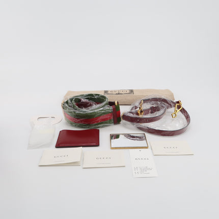 Gucci Bamboo 1947 Small Ancora Red Burgundy Calfskin Leather Top Handle Bag