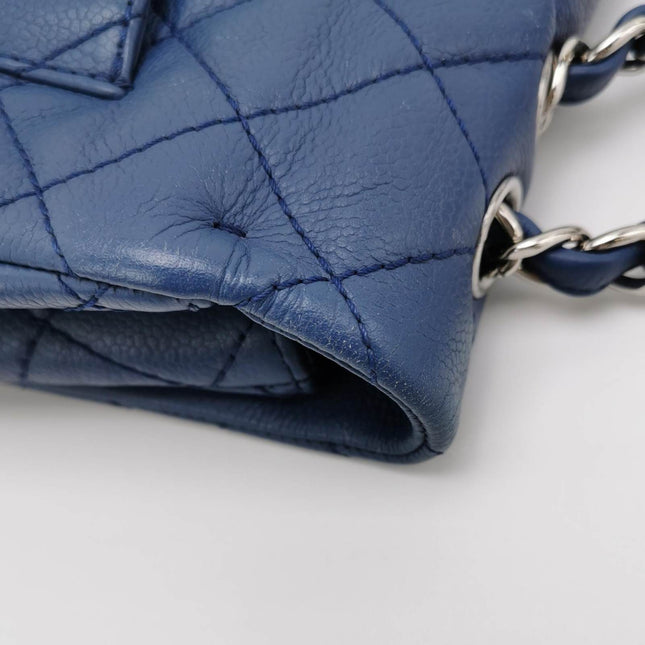 Sold Chanel Classic Flap Large Navy Blue Caviar Leather Silver-tone Hardware