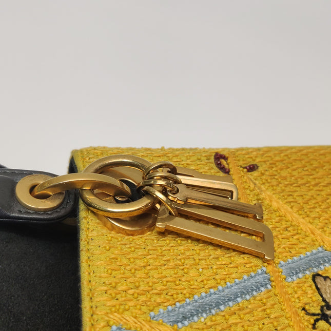 Lady Dior Mini Limited Edition Yellow Star and Bee Beaded Handbag 2017
