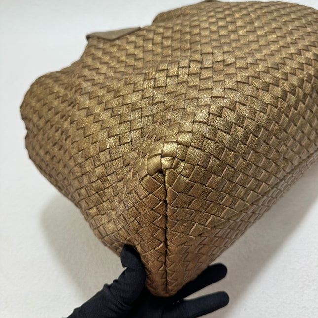 Sold Bottega Veneta Cabat Medium Intreccio Leather Tote Bag Gold