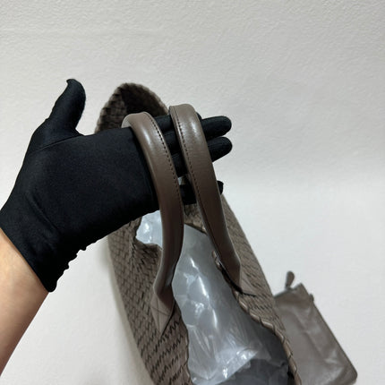 Sold Bottega Veneta Cabat Large Intreccio Leather Tote Bag Grey 40-43cm