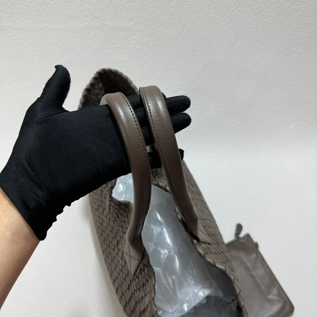 Sold Bottega Veneta Cabat Large Intreccio Leather Tote Bag Grey 40-43cm