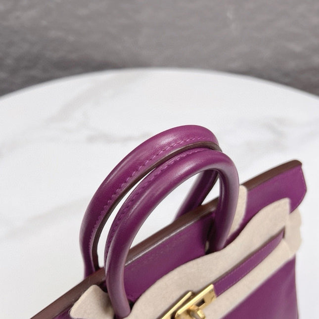 Hermes Birkin 30 HSS Special Order Anemone Purple Swift Leather Mango Yellow Interior GHW, 2017