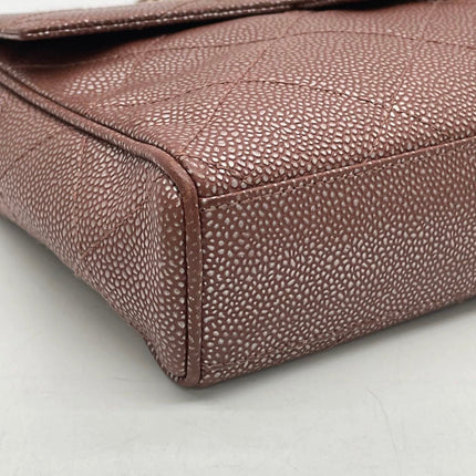 Chanel Vintage Medium Iridescent Brown Caviar Leather Shoulder Bag Gold Hardware