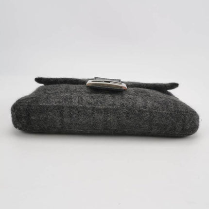 Sold Fendi Baguette Bag Grey Wool Zucca Print Shoulder Bag