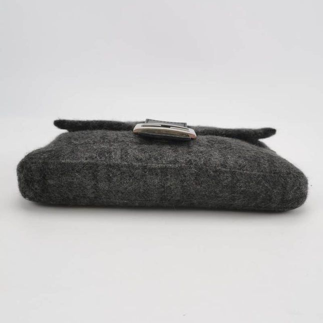 Sold Fendi Baguette Bag Grey Wool Zucca Print Shoulder Bag