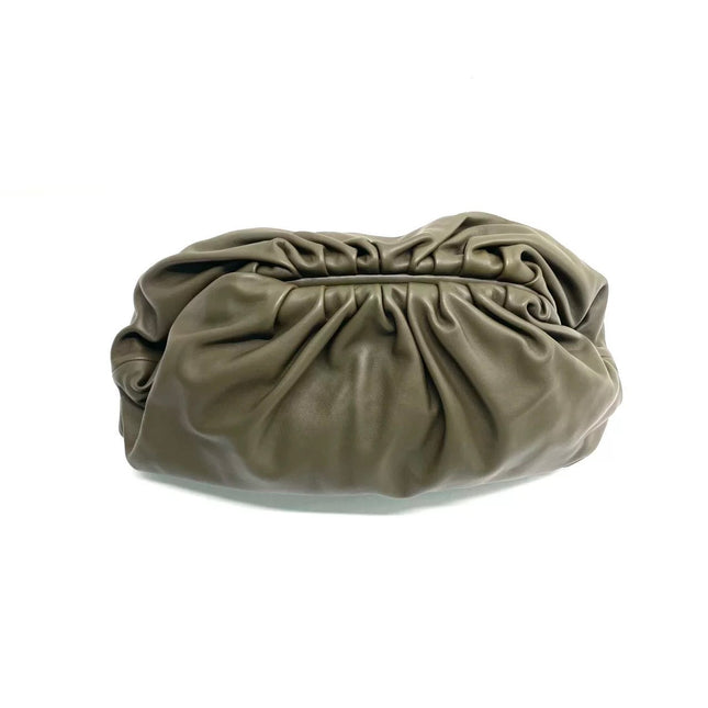 Bottega Veneta Pouch Calfskin Leather Dark Green Large
